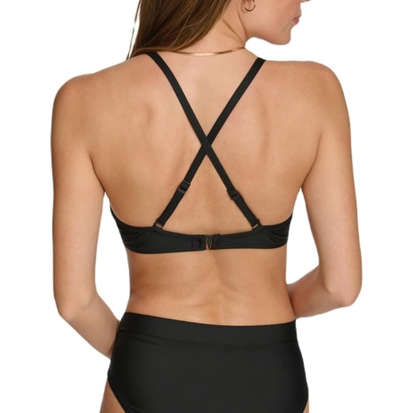 DKNY Womens Classic Bandeau Two Piece Bikini Swimsuit Black Sz Small - Picture 3 of 5